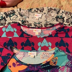 3 Lula Roe shirts XXS 2 are Disney theme